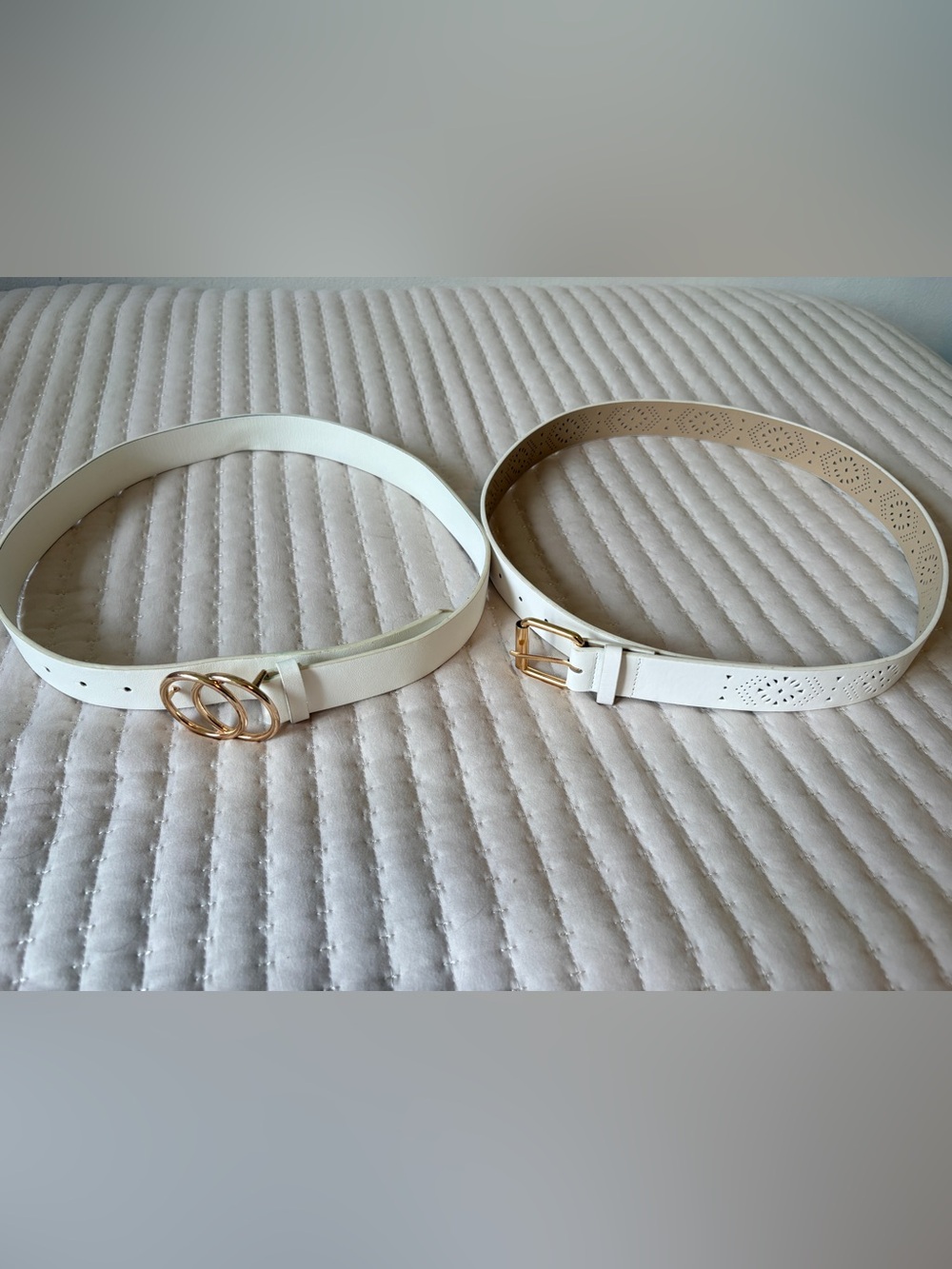 White Faux Leather Belt Set |  M/L